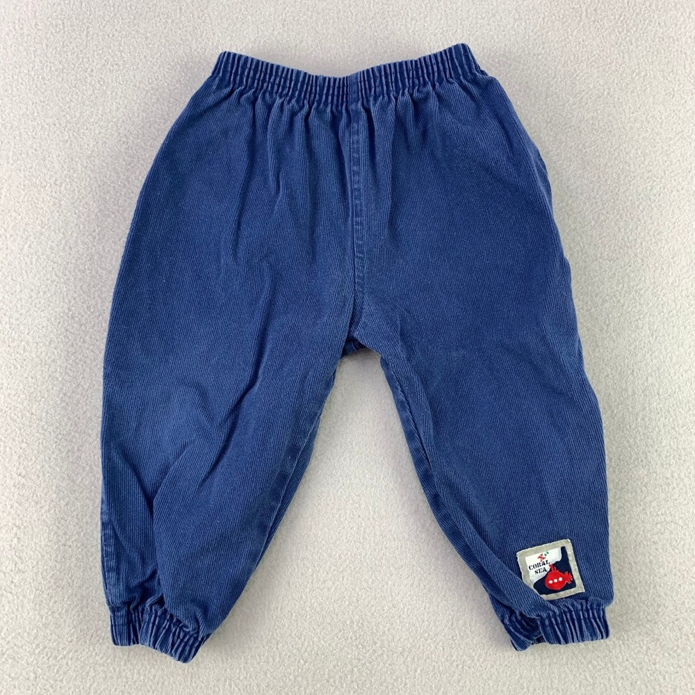VTG 90s Carters Coral Sea Jogger Pants Boys 12-18M Blue Submarine Patch